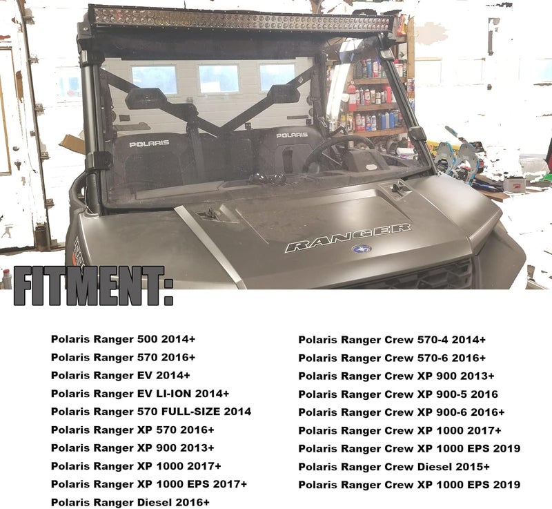 DarSeity Front Upper Windshield Pro-fit Cage 50 inch Curved Straight Light Bar Mount Bracket for Polaris Ranger 500 570 Crew XP 900 1000 - Image 2